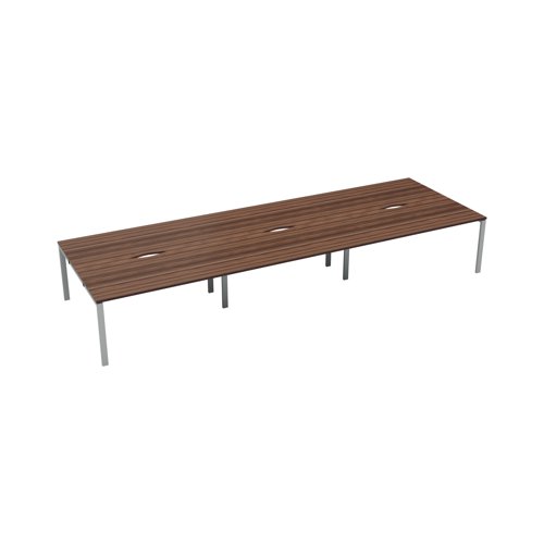 Jemini 6 Person Bench Desk 3600x1600x730mm Dark Walnut/White KF808831