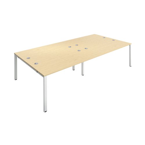 Jemini 4 Person Bench Desk 2800x1600x730mm Maple/White KF809128 | VOW