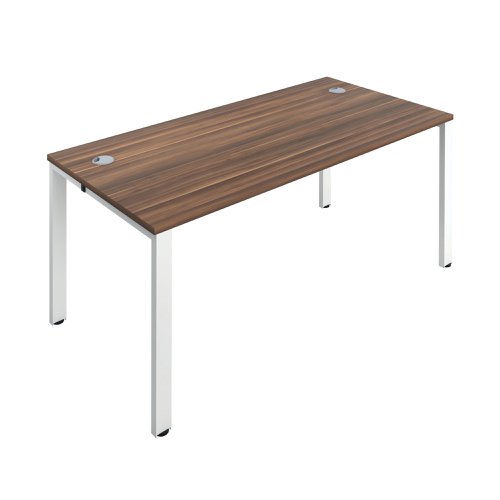 Jemini 1 Person Bench Desk 1600x800x730mm Dark Walnut/White KF809258