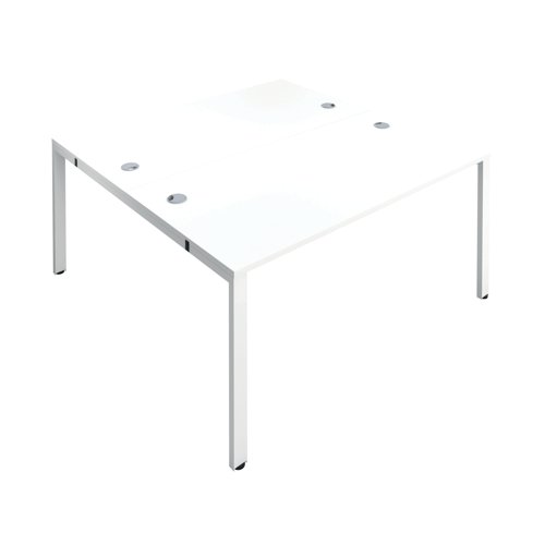 Jemini 2 Person Bench Desk 3200x1600x730mm White/White KF809418 | VOW