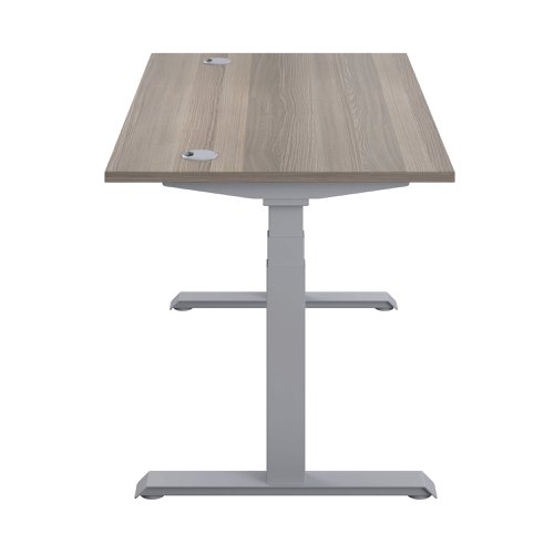 Jemini Sit/Stand Desk with Cable Ports 1200x800x630-1290mm Grey Oak/Silver KF809708