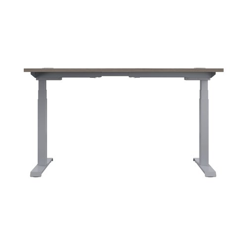 Jemini Sit/Stand Desk with Cable Ports 1200x800x630-1290mm Grey Oak/Silver KF809708 | VOW