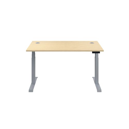 Jemini Sit/Stand Desk with Cable Ports 1200x800x630-1290mm Maple/Silver KF809715 | VOW