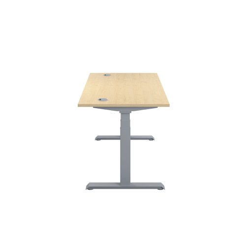 Jemini Sit/Stand Desk with Cable Ports 1200x800x630-1290mm Maple/Silver KF809715 | VOW