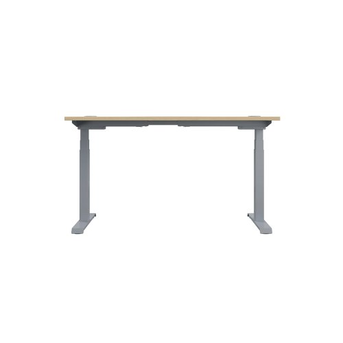 Jemini Sit/Stand Desk with Cable Ports 1200x800x630-1290mm Maple/Silver KF809715 | VOW