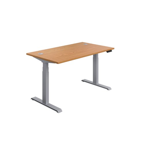 This Jemini Sit/Stand Desk features 3 stage height adjustability with a digital display and 4 pre-set buttons for an easy transition between sitting and standing. The 25mm thick desktop is mounted on sturdy cantilever legs and features dual cable management ports. This desk measures 1200x800x630-1290mm and comes with silver legs.