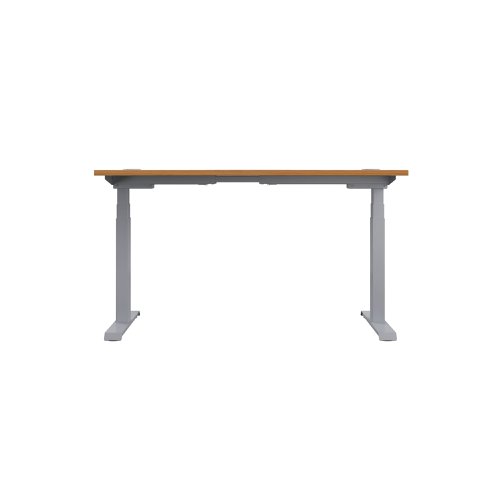 Jemini Sit/Stand Desk with Cable Ports 1200x800x630-1290mm Nova Oak/Silver KF809722 | VOW