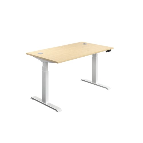 PRO/TWIN MOTOR Sit/Stand Desk with Cable Ports 1200x800x630-1290mm Maple/White