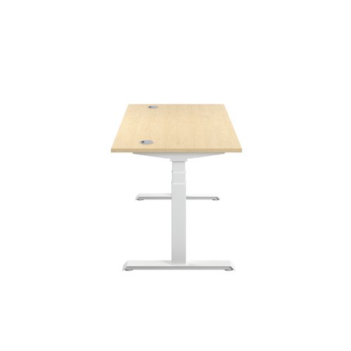 Jemini Sit/Stand Desk with Cable Ports 1200x800x630-1290mm Maple/White KF809777 | VOW