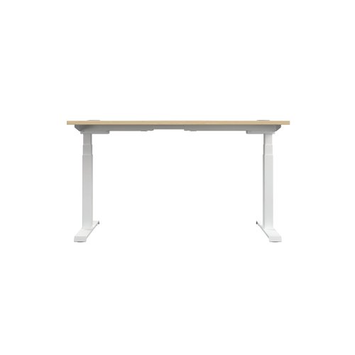 Jemini Sit/Stand Desk with Cable Ports 1200x800x630-1290mm Maple/White KF809777 | VOW