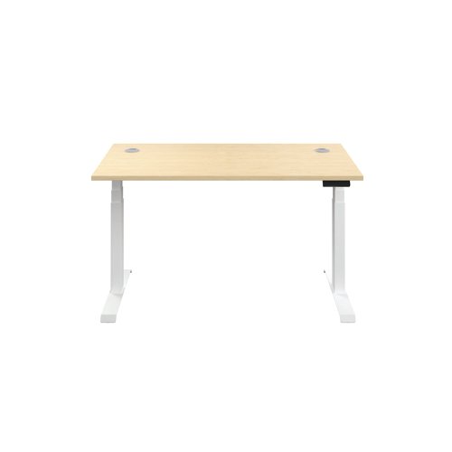 Jemini Sit/Stand Desk with Cable Ports 1200x800x630-1290mm Maple/White KF809777 | VOW