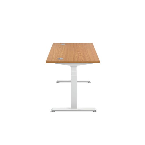 Jemini Sit/Stand Desk with Cable Ports 1200x800x630-1290mm Nova Oak/White KF809784 | VOW