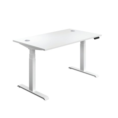 PRO/TWIN MOTOR Sit/Stand Desk with Cable Ports 1200x800x630-1290mm White/White