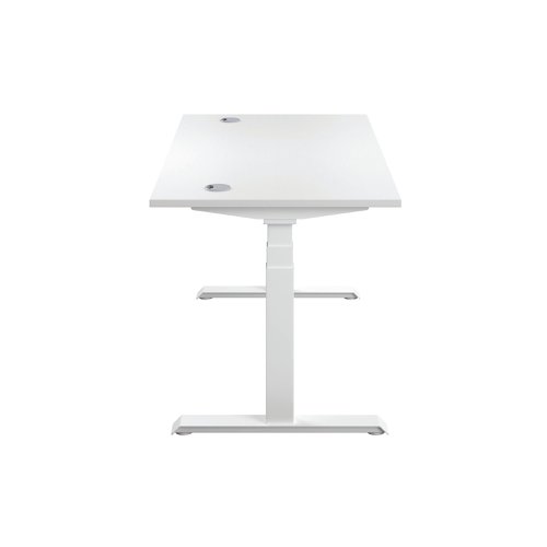 Jemini Sit/Stand Desk with Cable Ports 1200x800x630-1290mm White/White KF809791 | VOW