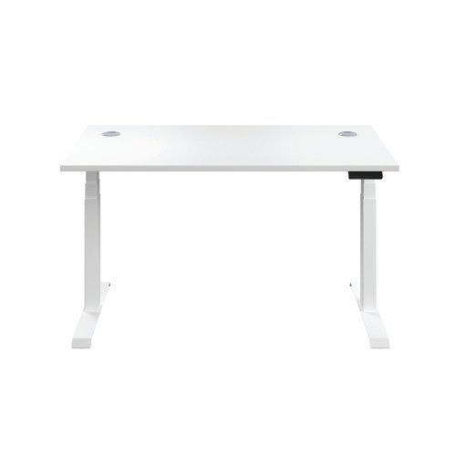 Jemini Sit/Stand Desk with Cable Ports 1200x800x630-1290mm White/White KF809791 | VOW