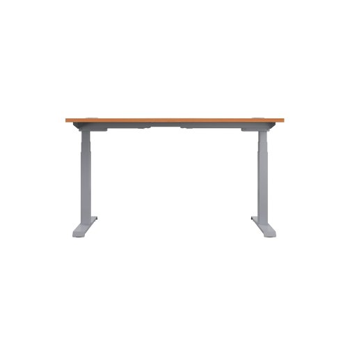 Jemini Sit/Stand Desk with Cable Ports 1400x800x630-1290mm Beech/Silver KF809807 | VOW