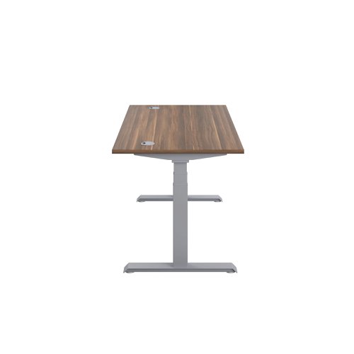 Jemini Sit/Stand Desk with Cable Ports 1400x800x630-1290mm Dark Walnut/Silver KF809814 | VOW