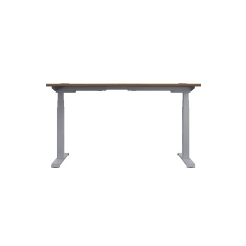 Jemini Sit/Stand Desk with Cable Ports 1400x800x630-1290mm Dark Walnut/Silver KF809814 | VOW