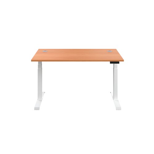 Jemini Sit/Stand Desk with Cable Ports 1400x800x630-1290mm Beech/White KF809869