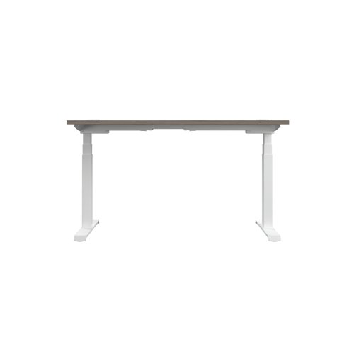 Jemini Sit/Stand Desk with Cable Ports 1400x800x630-1290mm Grey Oak/White KF809883