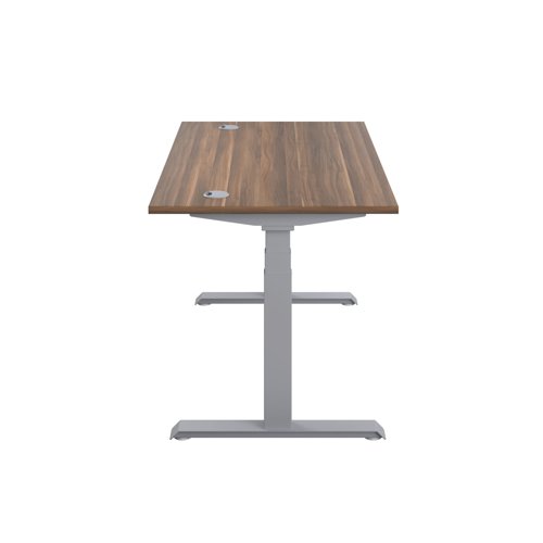 Jemini Sit/Stand Desk with Cable Ports 1600x800x630-1290mm Dark Walnut/Silver KF809937