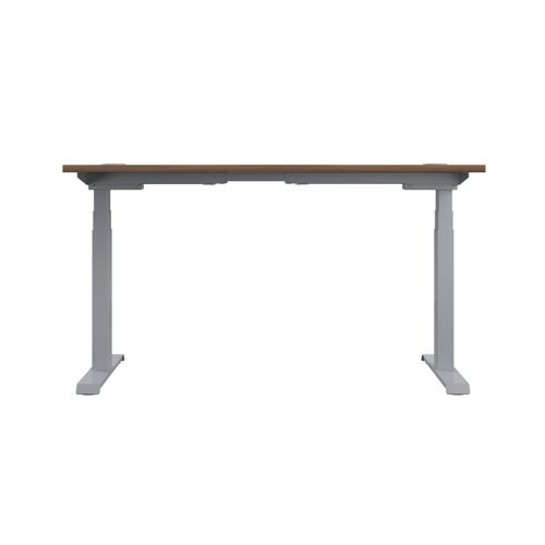 Jemini Sit/Stand Desk with Cable Ports 1600x800x630-1290mm Dark Walnut/Silver KF809937