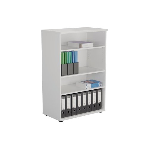 This Jemini Bookcase provides a convenient storage solution for organised office filing. Complete with three shelves, this bookcase is suitable for filing and storing lever arch and box files. The bookcase measures W800 x D450 x H1200mm and comes in a white finish to complement the Jemini furniture range.