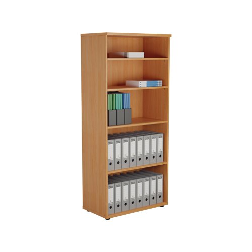 This Jemini Bookcase provides a convenient storage solution for organised office filing. Complete with four shelves, this bookcase is suitable for filing and storing lever arch and box files. The bookcase measures W800 x D450 x H1800mm and comes in a beech finish to complement the Jemini furniture range.