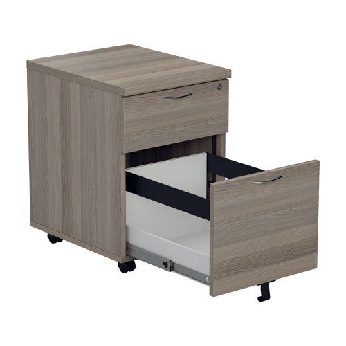 Jemini 2 Drawer Mobile Pedestal 404x500x595mm Grey Oak KF81079