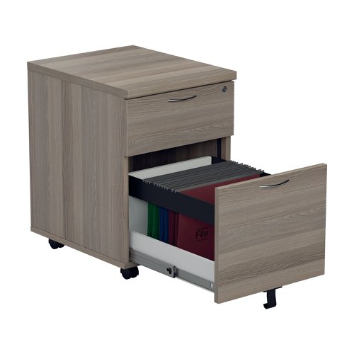 Jemini 2 Drawer Mobile Pedestal 404x500x595mm Grey Oak KF81079