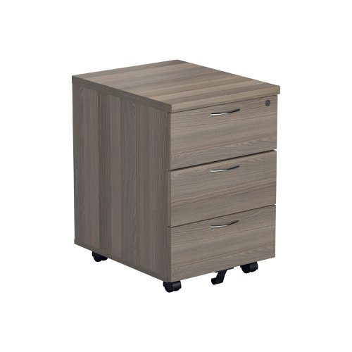 Jemini 3 Drawer Mobile Pedestal 404x500x595mm Grey Oak KF81080