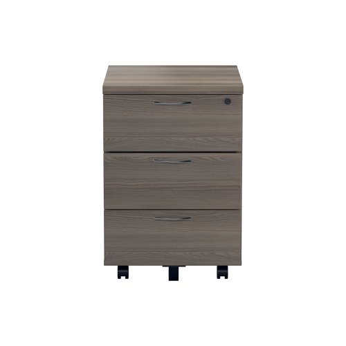 Jemini 3 Drawer Mobile Pedestal 404x500x595mm Grey Oak KF81080