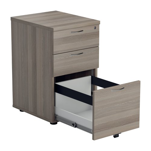 Jemini 3 Drawer Under Desk Pedestal 404x500x690mm Grey Oak KF81081