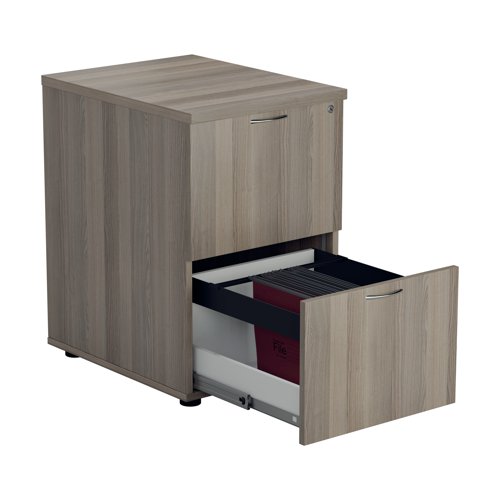 Designed for foolscap suspension files, this Jemini 2 drawer filing cabinet provides a sturdy and robust filing solution. The robust frame has anti-tilt technology for secure filing. The 2 drawers are lockable for storing confidential files and have a capacity of 25kg each. This filing cabinet measures 464x600x710mm and complements office furniture from both the Jemini and Arista ranges.