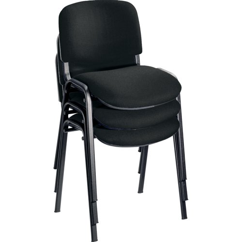 This multipurpose stacking chair from Jemini is a comfortable, durable choice for offices, meeting rooms, reception areas and more. It features a soft black upholstered seat and back with a sturdy frame for durability. The chairs can be stacked when not in use to save space, ideal for occasional conferences and meetings.