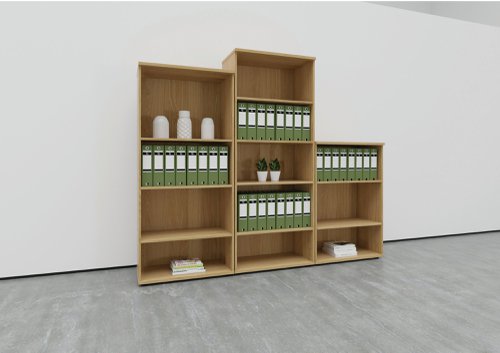 Jemini Wooden Bookcase 800x450x2000mm Grey Oak KF811169 | VOW