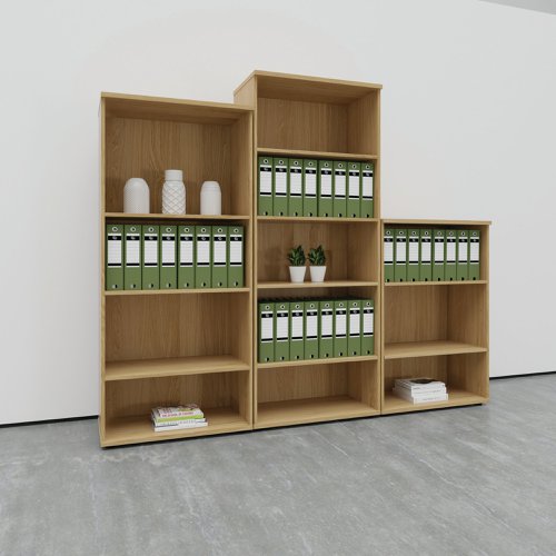 This Jemini Bookcase provides a convenient storage solution for organised office filing. Complete with one shelf, this bookcase is suitable for filing and storing lever arch and box files. The bookcase measures W800 x D450 x H700mm and comes in a beech finish to complement the Jemini furniture range.