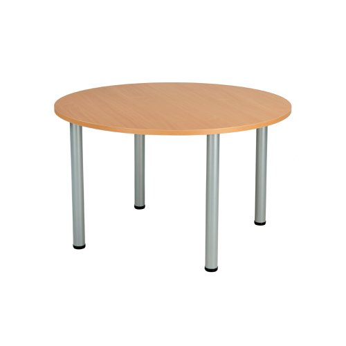 Jemini Circular Meeting Table 1200x1200x730mm Beech/Silver KF816562