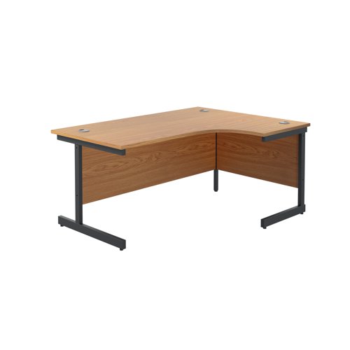 Jemini Radial Right Hand Single Upright Cantilever Desk 1800x1200x730mm Nova Oak/Black KF819875