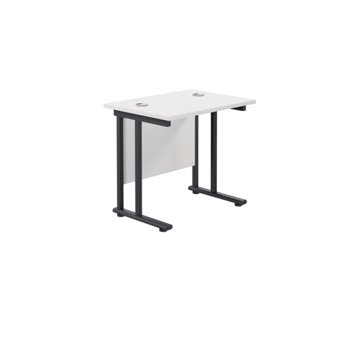 Jemini Rectangular Double Upright Cantilever Desk 800x600x730mm White/Black KF820369