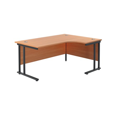 Jemini Radial Right Hand Double Upright Cantilever Desk 1800x1200x730mm Beech/Black KF820550