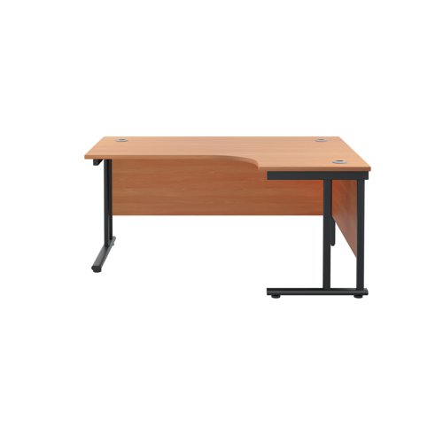 Jemini Radial Right Hand Double Upright Cantilever Desk 1800x1200x730mm Beech/Black KF820550