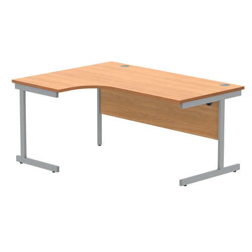 Polaris Left Hand Radial SU Cantilever Desk 1600x1200x730mm Norwegian Beech/Silver KF821380