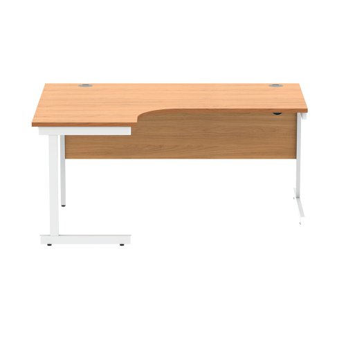 Polaris Left Hand Radial SU Cantilever Desk 1600x1200x730mm Norwegian Beech/White KF821400