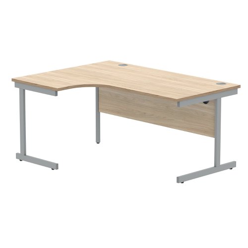 Polaris Left Hand Radial Single Upright Cantilever Desk 1600x1200x730mm Canadian Oak/Silver KF821420