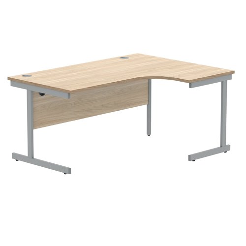 Polaris Right Hand Radial SU Cantilever Desk 1600x1200x730mm Canadian Oak/Silver KF821430