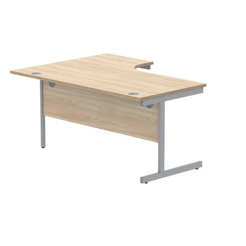 Polaris Right Hand Radial SU Cantilever Desk 1600x1200x730mm Canadian Oak/Silver KF821430