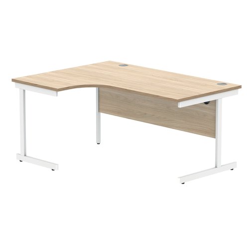 Polaris Left Hand Radial Single Upright Cantilever Desk 1600x1200x730mm Canadian Oak/White KF821440