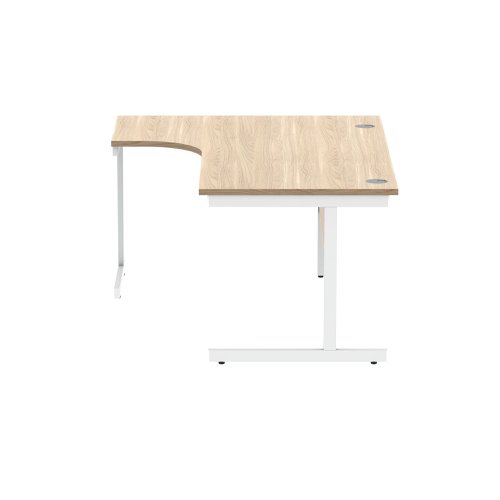 Polaris Left Hand Radial Single Upright Cantilever Desk 1600x1200x730mm Canadian Oak/White KF821440