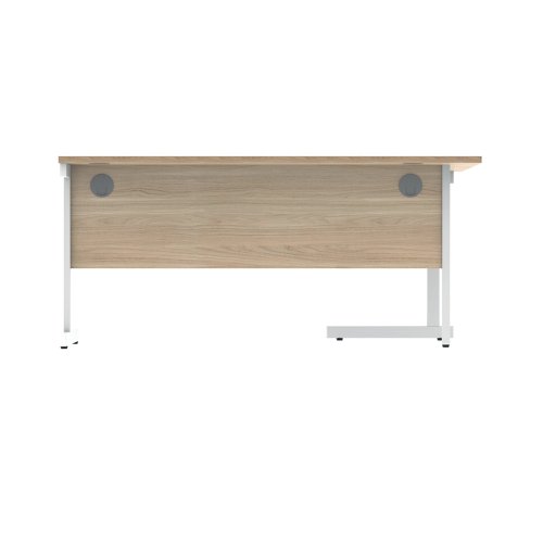 Polaris Left Hand Radial Single Upright Cantilever Desk 1600x1200x730mm Canadian Oak/White KF821440